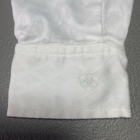 ARIAT PRO SERIES Western Shirt Diamond Pattern Button Tab Collar Mens 42 White - Picture 10 of 12